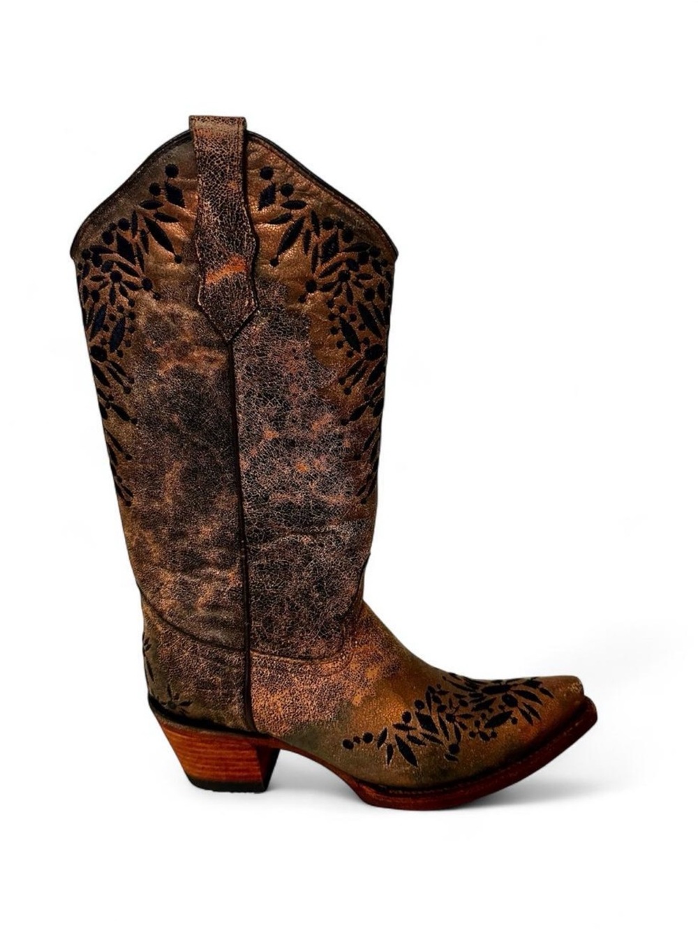 Circle G Women's Rose Gold & Black Embroidered Western Cowboy Boot